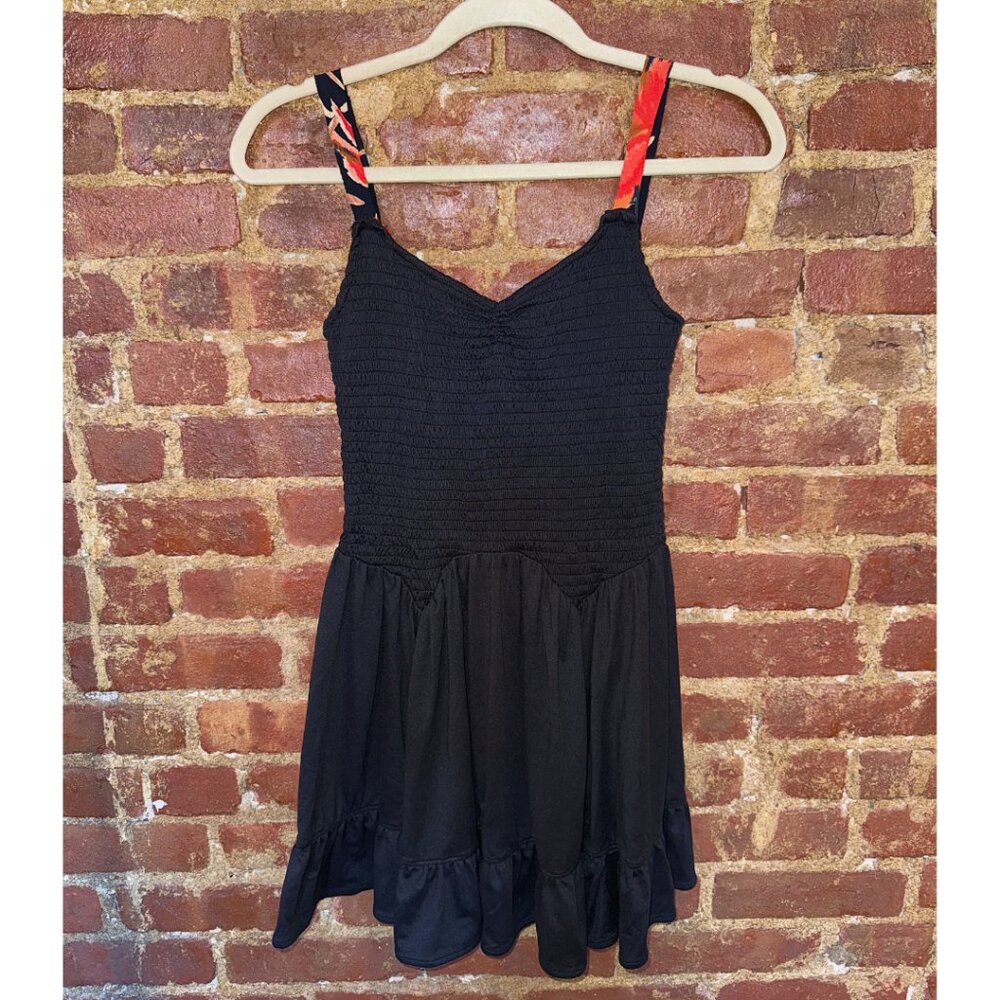 Smocked Black Mini Dress